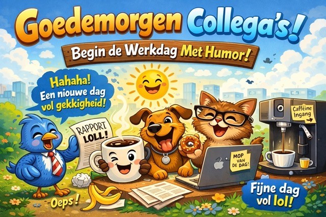 Goedemorgen dinsdag! Samen lachen maakt vergaderingen draaglijker.
