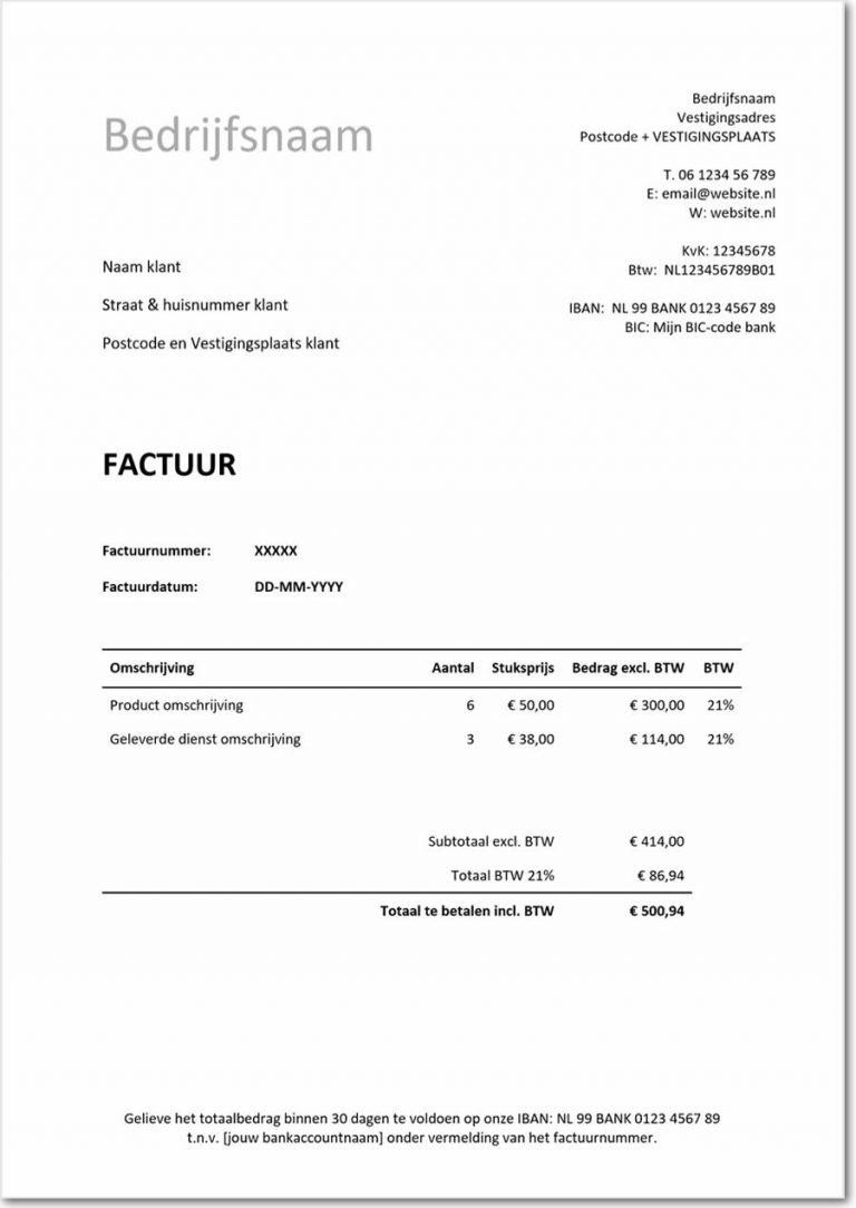 Factuur voorbeeld PDF download