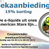 15% korting in de weekaanbieding bij E-liquidsmaakjes!