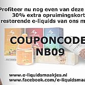 30% extra opruimings korting op de e-liquids van ons merk Hangsen!