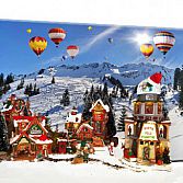 KERSTDORP ACHTERGROND MET WINTERLANDSCHAP