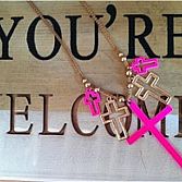 Ketting groot kruis roze