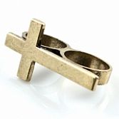 Kruis ring - goud double vinger