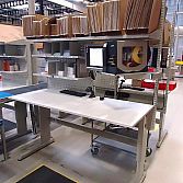 Modulaire werktafel / inpaktafel handmatig op hoogte verstelbaar