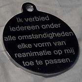 Niet reanimeren penning zonder persoonsgegevens, 
