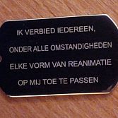 Niet reanimeren penning zonder persoonsgegevens, 