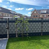 Tuinafsluiting vlechtband antraciet grijs