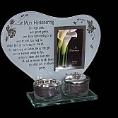 Waxinehart met mini urn "Mijn herinnering"